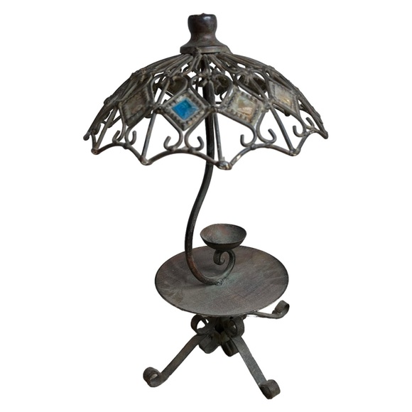 Antique Other - Antique Iron Shabby Victorian Parasol Candle Holder